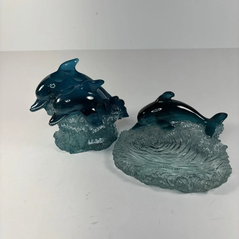 Vtg Dolphin Soap Dish Y2K Dolphin Themed Soap Dish Toothbrush, Holder Acrylic